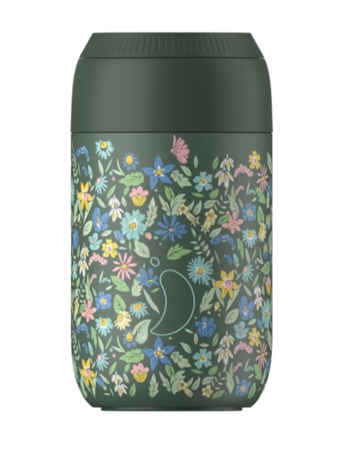 Chilly's 340ml  Liberty Coffee Cup S2 Summer Sprigs Pine Green