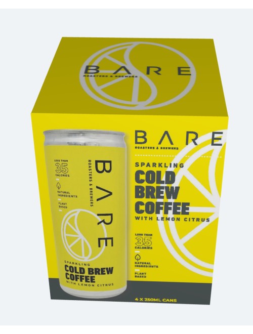 Bare Sparkling Cold Brew Coffee With A Lemon Citrus Twist 250ml 4pack