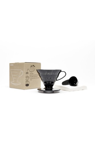 Hario V60 Transparent Black Plastic Dripper Set 02