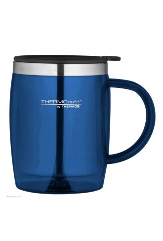 Thermos Thermocafe 450 ml Plastic and Stainless Steel Desk/Travel Mug Navy Thermos Thermocafe 450 ml Plastic and Stainless Steel Desk/Travel Mug Navy