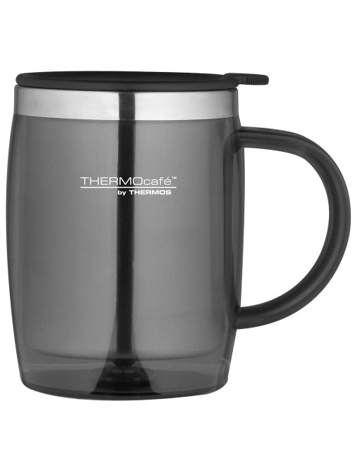 Thermos Thermocafe 450 ml Plastic and Stainless Steel Desk/Travel Mug Gunmetal Thermos Thermocafe 450 ml Plastic and Stainless Steel Desk/Travel Mug Gunmetal